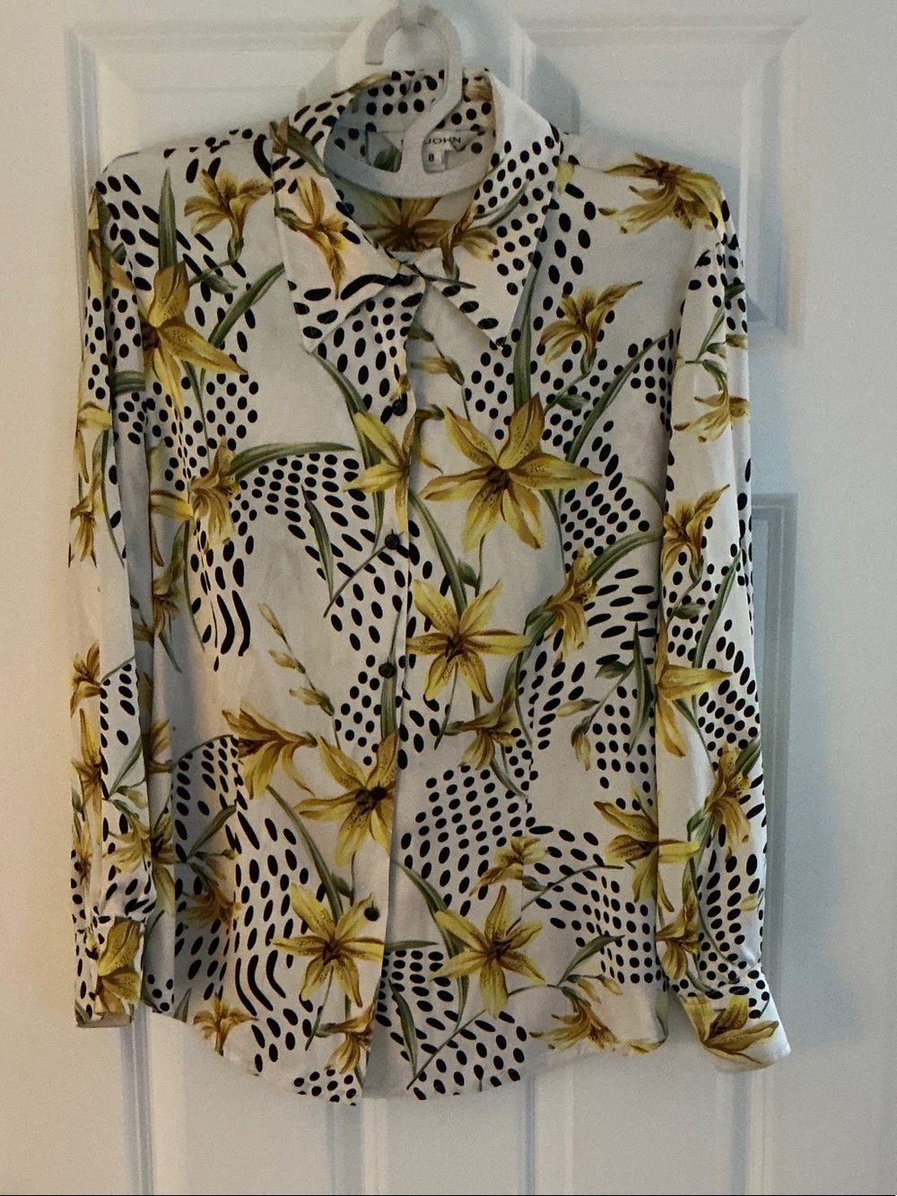 St. John Yellow Floral & Black Polka Dot